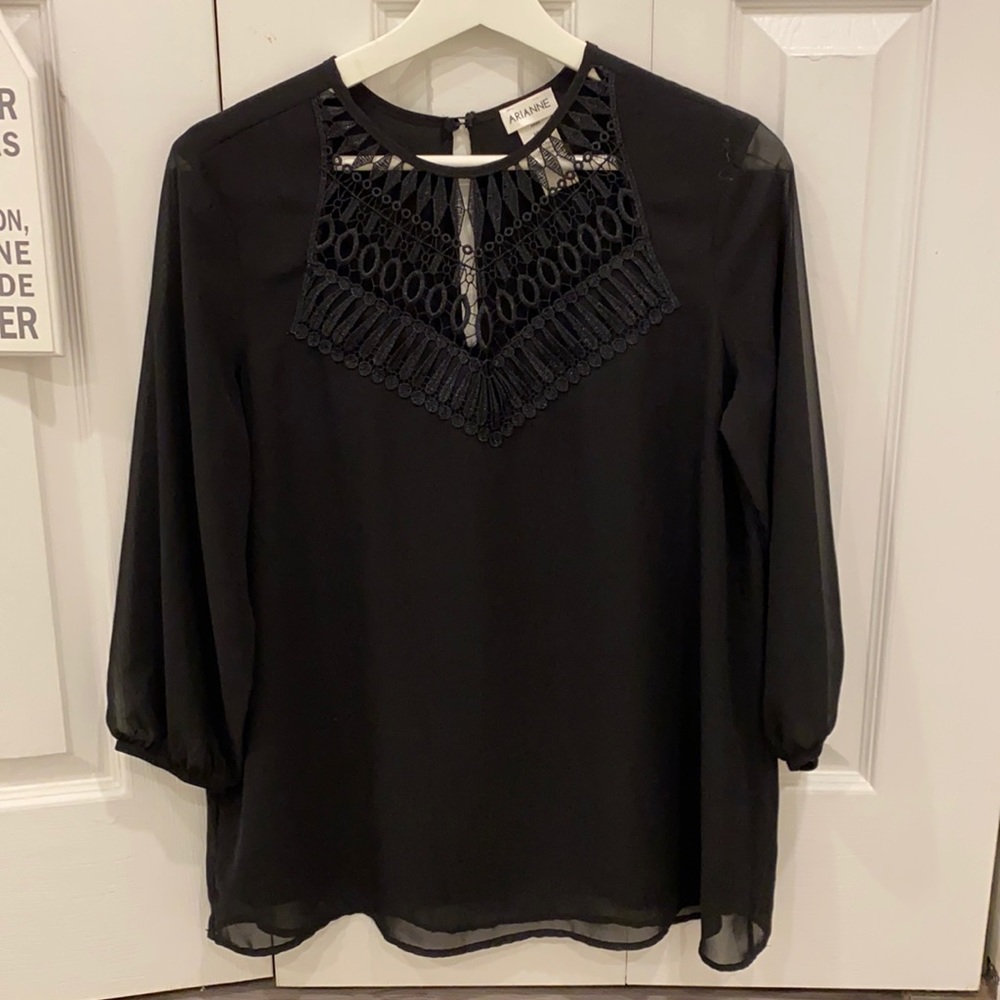 Blouse noire Arianne en polyester